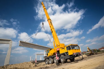 yellow crane on a suburban Melbourne construction site