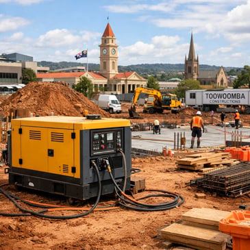 construction site power generator on a Toowoomba construction site