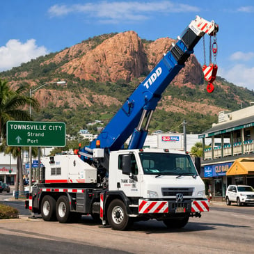 crane truck on site at a Townsville construction site