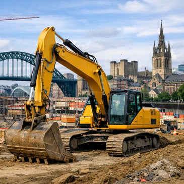 yellow excavator on a construction site in New South Wales 