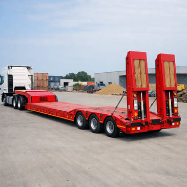 red low loader Australian construction site