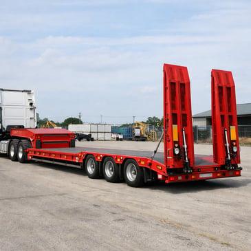 red low loader Australian construction site