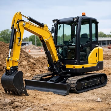 yellow mini excavator machine on a NSW central coast construction site