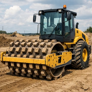 yellow padfoot roller on a sunshine coast construction site 