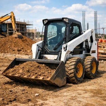 white bobcat skid steer on a geelong construction site