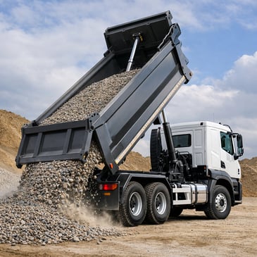 white and grey tipper truck on a central coast construction site