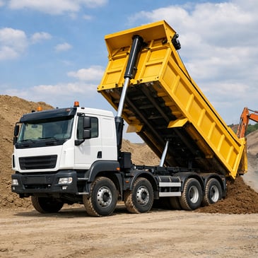 yellow tipper truck construction site sydney