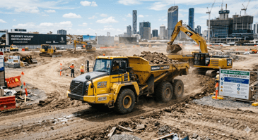 dump truck on Australian construction site 