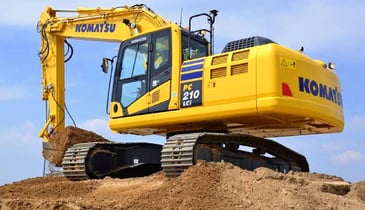yellow excavator on an Australian construction site