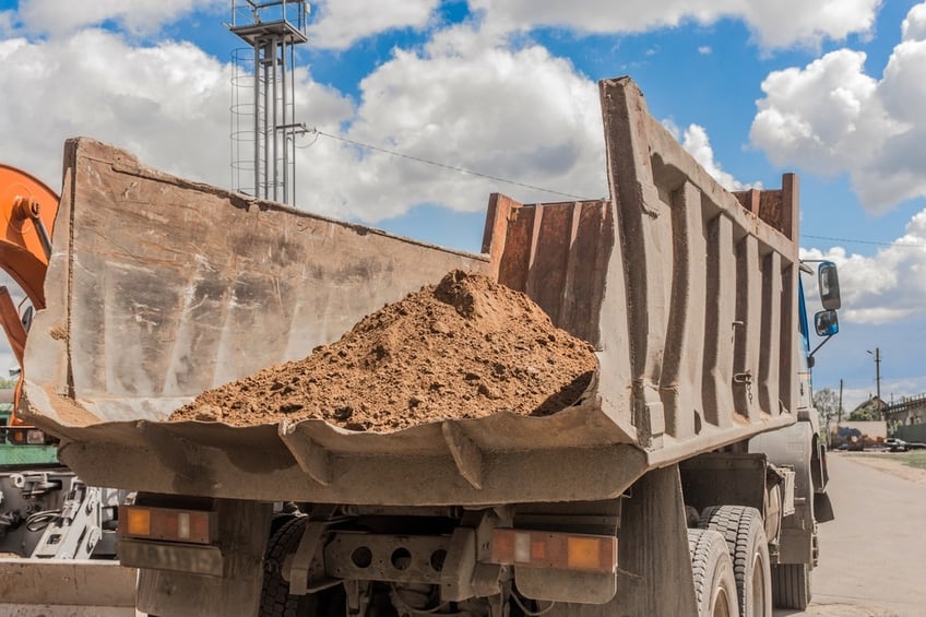 Washed sand in the back of a tipper truck
