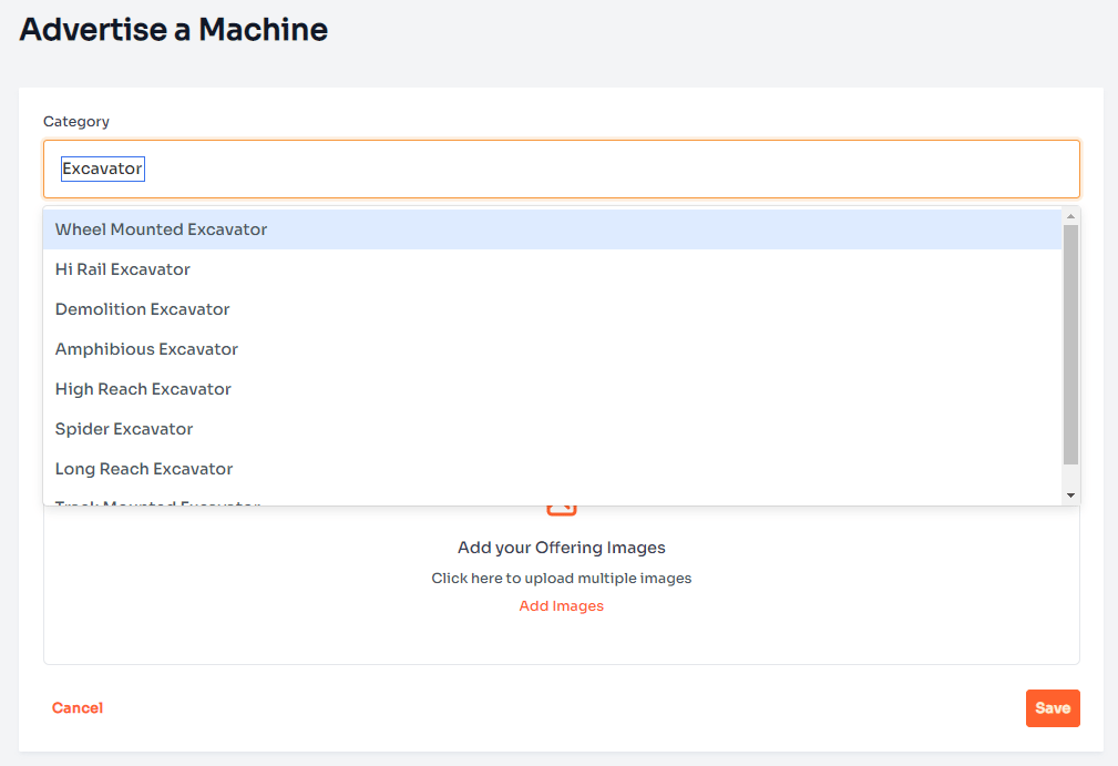 Adding a machine listing in iseekplant