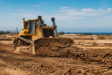 Bulldozer working on a major civil construction site on the Gold Coast