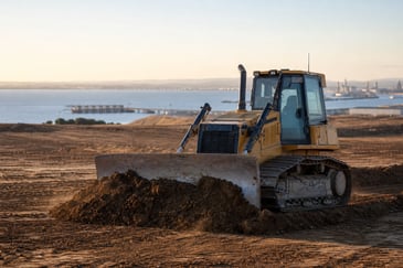 Medium crawler dozer working on an earthworks project near Geelong