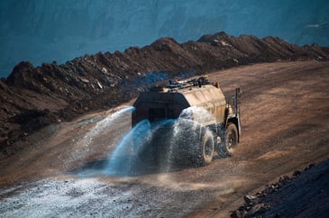 construction site water truck cart in use